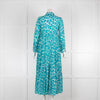 Diane Von Furstenberg Blue & Green Animal Print Kiara Tiered Dress