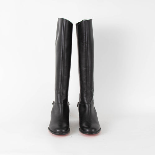 Christian Louboutin Black Cate Chain High Boots