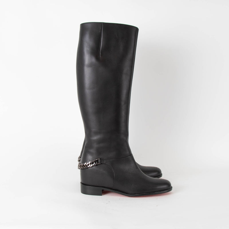 Christian Louboutin Black Cate Chain High Boots