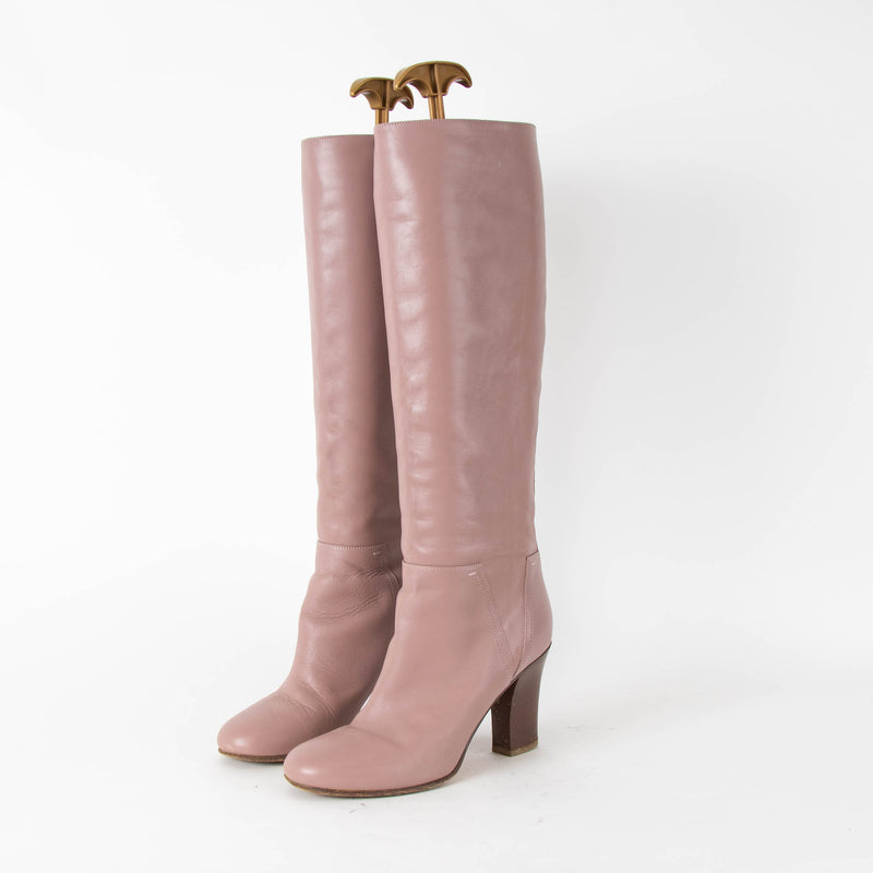 Valentino Rockstud Blush Pink Knee High Boots