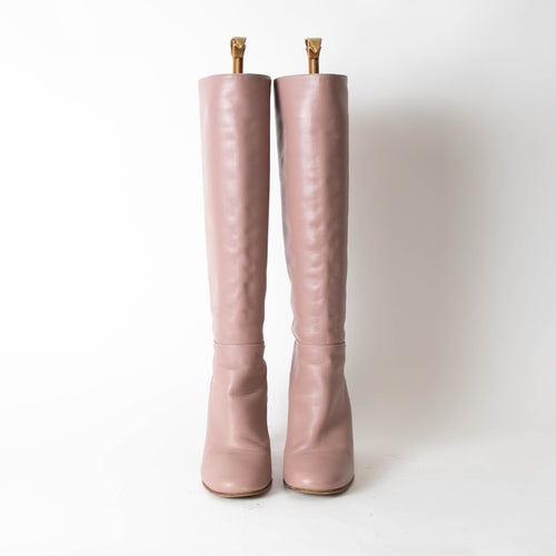 Valentino Rockstud Blush Pink Knee High Boots