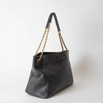 Tory Burch Black Grained Leather McGraw Shoulder Bag