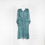 Suncoo Turquoise Patterned Button Front Tea Dress