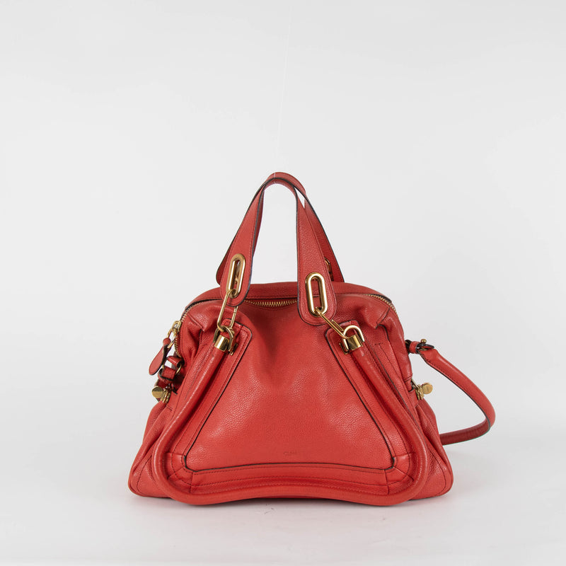 Chloe Brick Red Leather Paraty Shoulder Bag