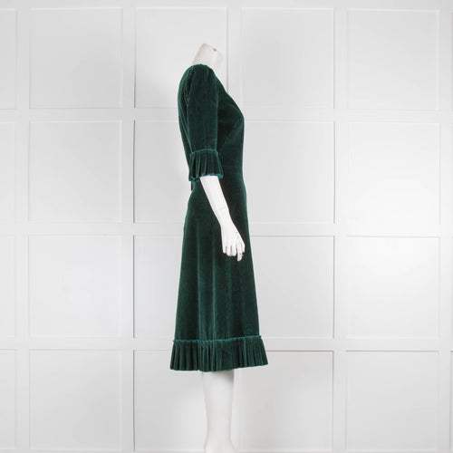 The Vampire's Wife Dark Green Jumbo Corduroy Festival Midi Dress