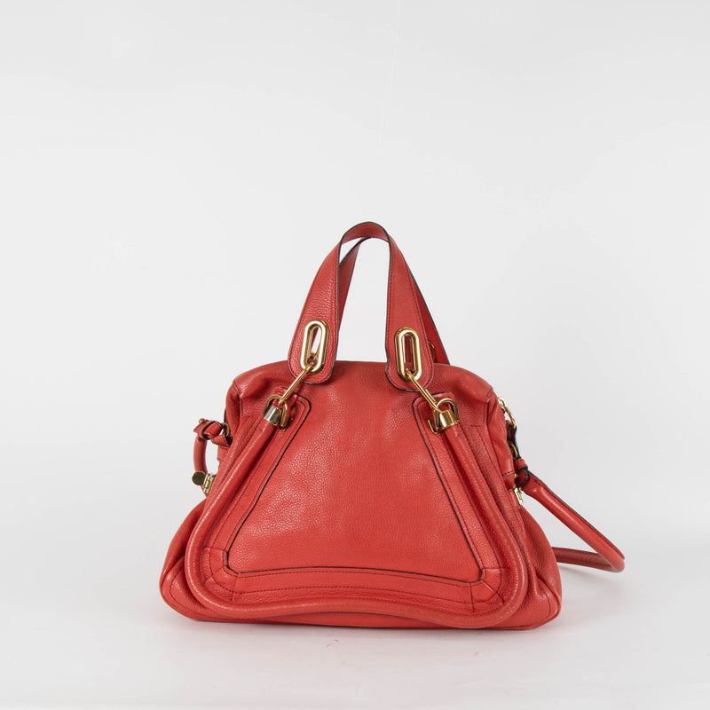 Chloe Brick Red Leather Paraty Shoulder Bag