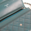 Chanel Teal Blue Green Lambskin Wallet On Chain