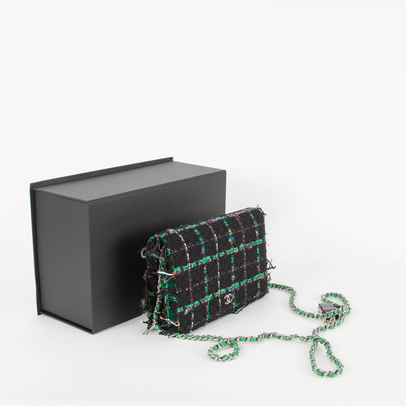 Chanel Black Green Tweed Wallet (Robot) On Chain