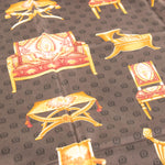 Gucci Vintage Black Chair Print Silk Scarf