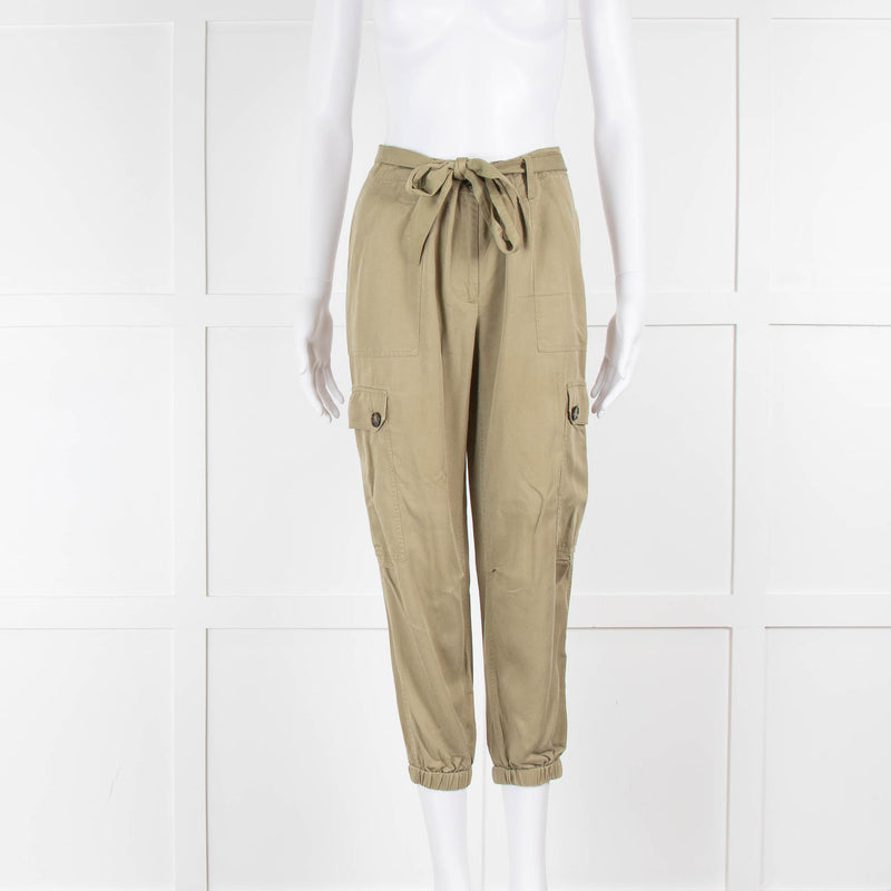 Me + Em Khaki Draped Cuffed Cargo Trousers