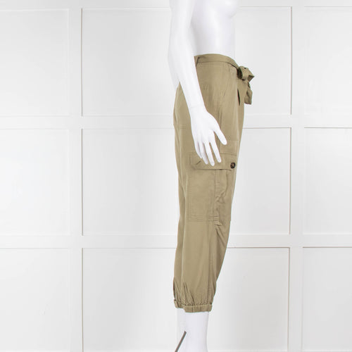 Me + Em Khaki Draped Cuffed Cargo Trousers