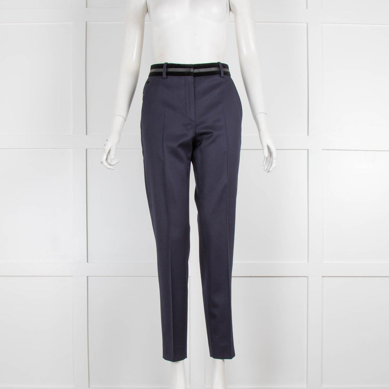 The Kooples Navy Cigarette Pant with Velvet Wasitband