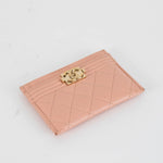 Chanel Pale Pink Caviar Leather Quilted Boy Card Holder