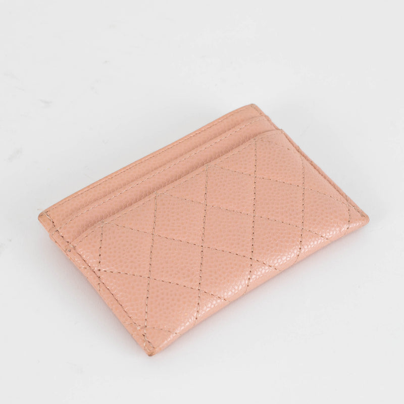 Chanel Pale Pink Caviar Leather Quilted Boy Card Holder