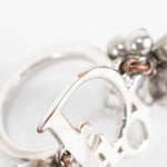 Christian Dior Silver Monogram Heart & Bead Charm Ring