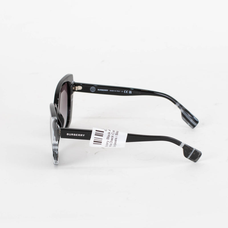 Burberry Black And White Check Cat Eye Sunglasses