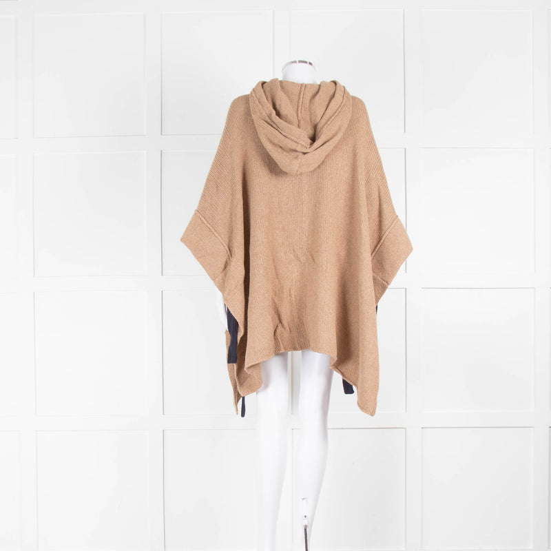 See By Chloe Camel Knitted Poncho with Detachable Hood