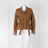 Paige Camel Suede Safari Jacket with Belted Waist