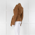 Paige Camel Suede Safari Jacket with Belted Waist