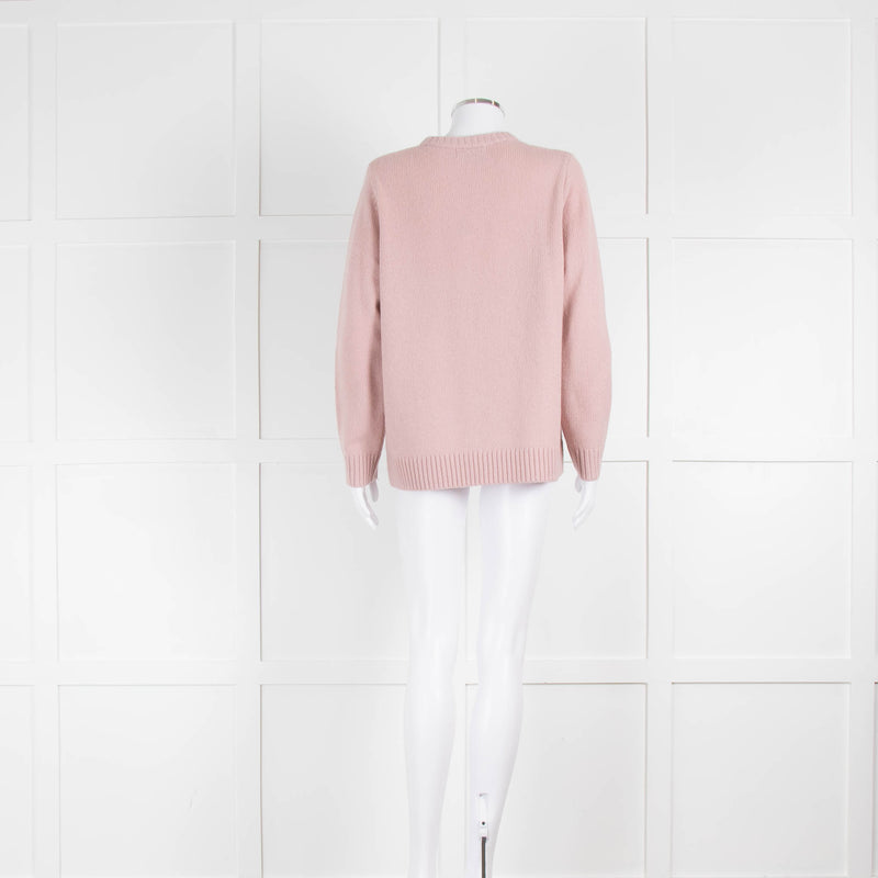 Bella Freud Blush Pink Love is the Drug Crewneck Sweater