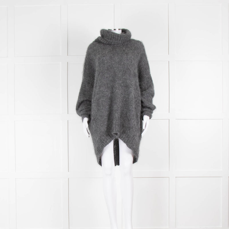 Isabel Marant Grey Oversized Mohair Polo Neck Jumper