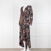 Odd Molly Black Button Up Dress With Orange Pink Small Pattern