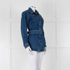 A.P.C Blue Denim Open Front Belted Long Shirt