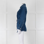 A.P.C Blue Denim Open Front Belted Long Shirt