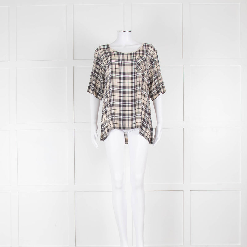 Goldhawk Checked Short Sleeve Blouse with Patch Pocket