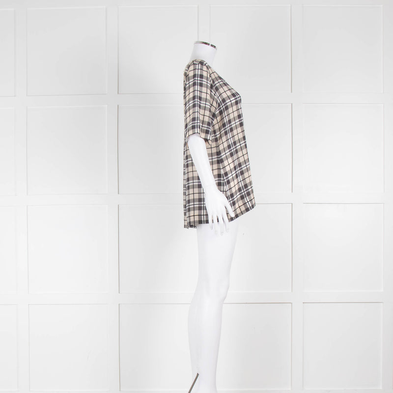 Goldhawk Checked Short Sleeve Blouse with Patch Pocket