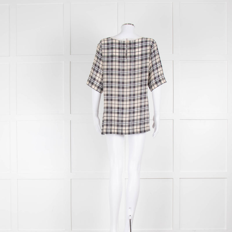 Goldhawk Checked Short Sleeve Blouse with Patch Pocket