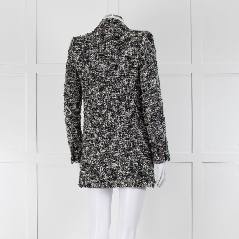 The Kooples Black Cream Melange Tweed Double Breasted Coat