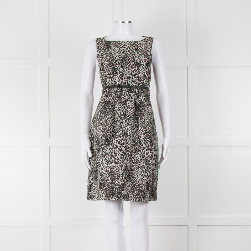 Max Mara Studio Grey Black Animal Print Sleeveless Dress