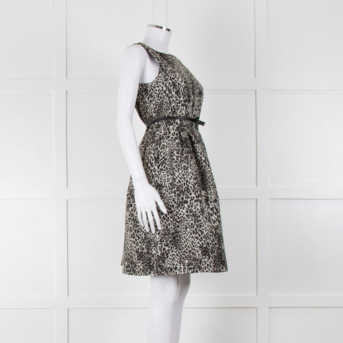 Max Mara Studio Grey Black Animal Print Sleeveless Dress