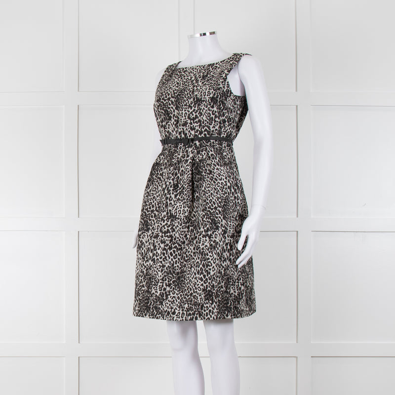 Max Mara Studio Grey Black Animal Print Sleeveless Dress