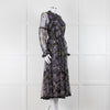 Needle & Thread Black Purple Print Net Long Sleeve Maxi Dress