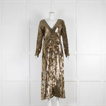 Rixo Gold and Silver Sequin Maxi V Neck