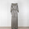 ba&sh Grey Silver Gold Lurex Low Back Evening Maxi Dress