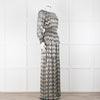 ba&sh Grey Silver Gold Lurex Low Back Evening Maxi Dress