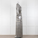 ba&sh Grey Silver Gold Lurex Low Back Evening Maxi Dress