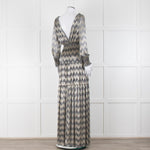 ba&sh Grey Silver Gold Lurex Low Back Evening Maxi Dress