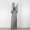 ba&sh Grey Silver Gold Lurex Low Back Evening Maxi Dress