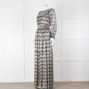 ba&sh Grey Silver Gold Lurex Low Back Evening Maxi Dress