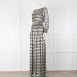 ba&sh Grey Silver Gold Lurex Low Back Evening Maxi Dress