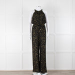 Me + Em Black Gold Lurex Sleeveless Drawstring Jumpsuit