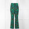 Akris Green Brown Navy Abstract Print Flared Trousers