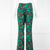 Akris Green Brown Navy Abstract Print Flared Trousers