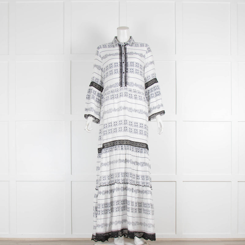 Valerie Khalfon Patterned White Maxi Dress