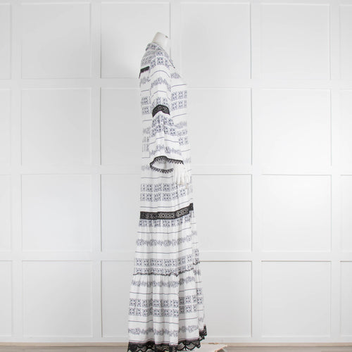 Valerie Khalfon Patterned White Maxi Dress