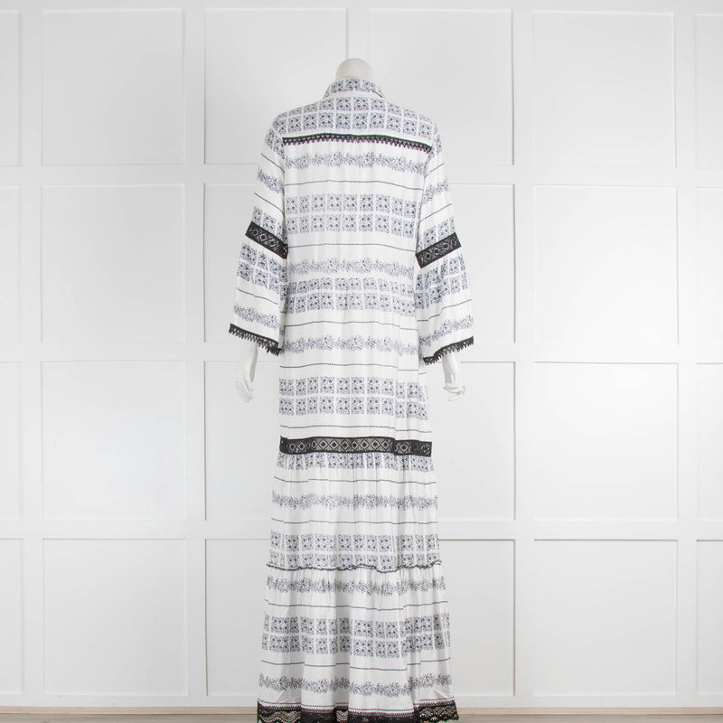 Valerie Khalfon Patterned White Maxi Dress